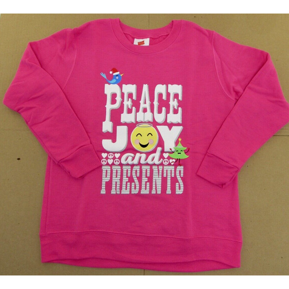 HANES Eco Smart Hot Pink Crewneck Long Sleeve Sweatshirt - Youth Girls Small NEW - Picture 1 of 3